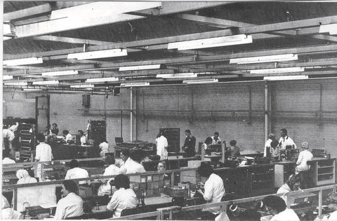 MMoCH 2008.015  B/W Photograph of work floor at Ferranti Ltd. c.1962.