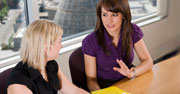 Student talking to IBL partner